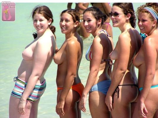 Groups of girls on the beach