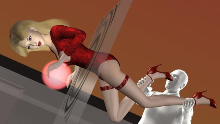 Étage II - Ange en collants justaucorps et talons