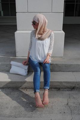 Sexy fit hijabi fashion model with hot feet and high heels