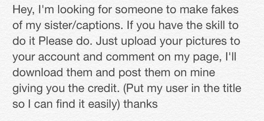 Please fake, fake, caption, tribute, sister, mom, dad, family.