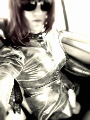 CD on a roadtrip in sexy latex clothing