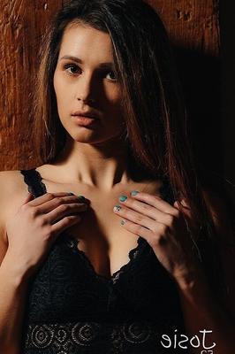 CharmModels Josie - Amazing babe Josie in Black Lingerie Poses A