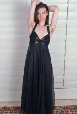 Geneva - Long Black Evening Dress :: Hairy Pussy