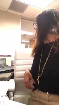 Office girl showing her stuff on cam while working