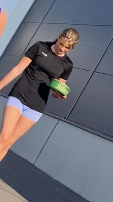 Cute sporty teen with a cameltoe 