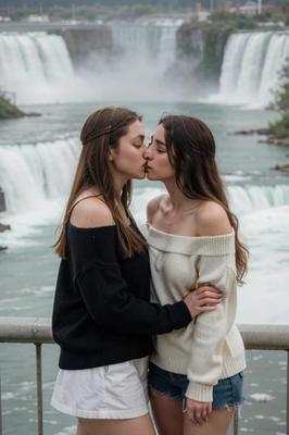 女性にキスをする女性（非ヌード）