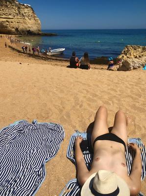 Beach boobs, topless tanner unaware Mix qq